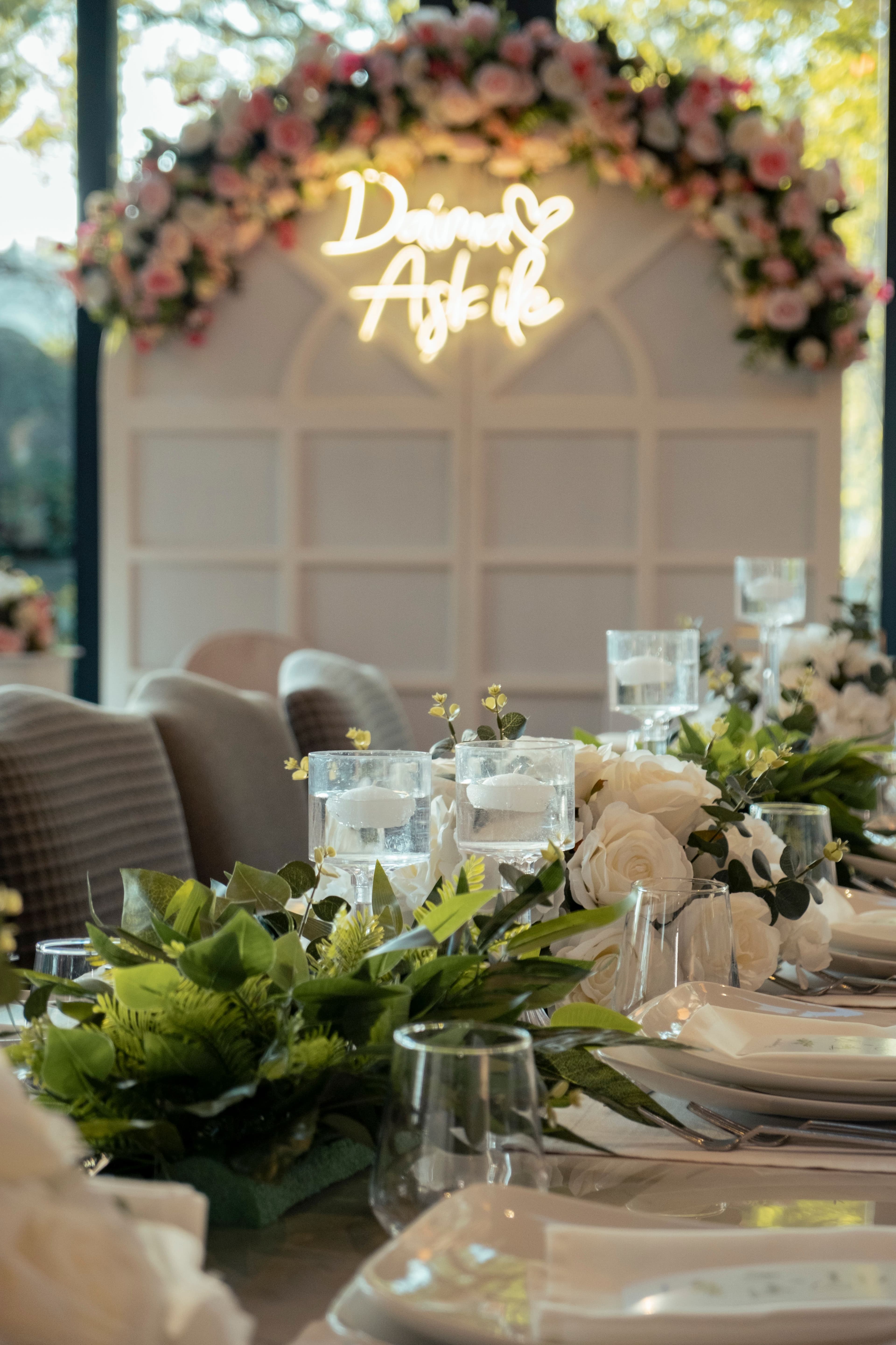 Intimate event space — styled dining setup