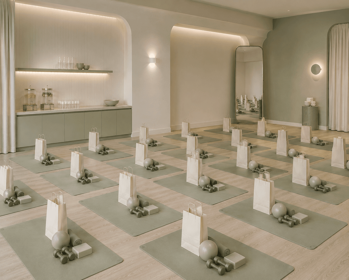 Pilates class setup